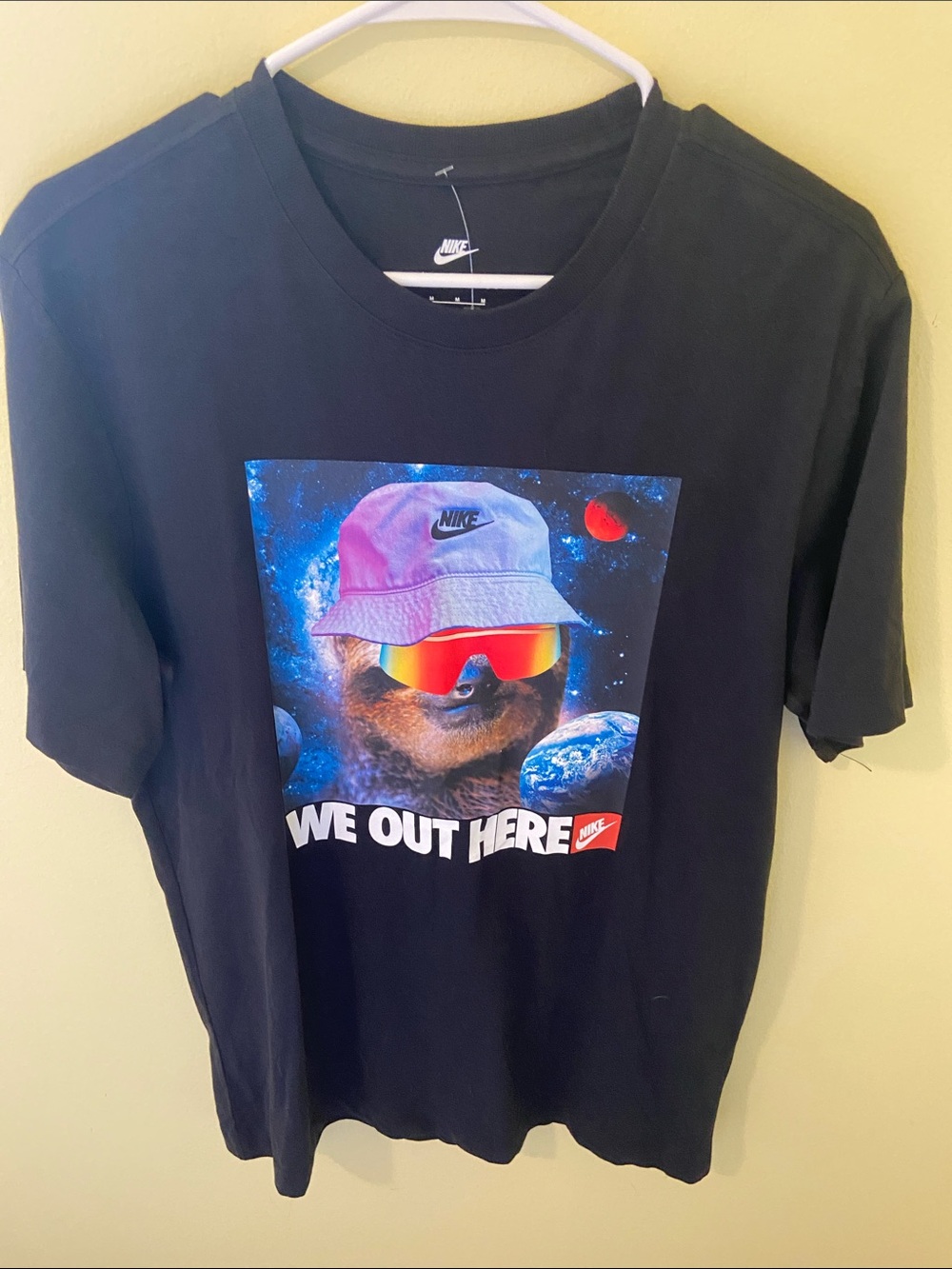 Nike Black Tee with Multicolor Space Sloth Graphic